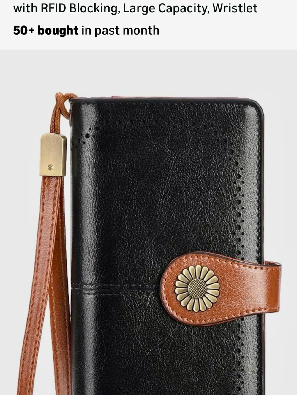 Sendefen Black/ Brown Genuine Leather RFID blocking Women's WalletWrist.